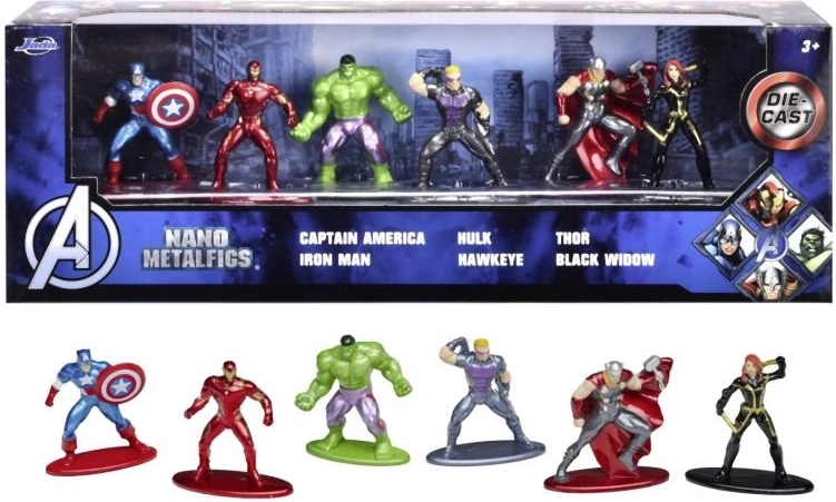 figurines nano de collection en métal MARVEL AVENGERS, set de 6 pcs (4 cm)