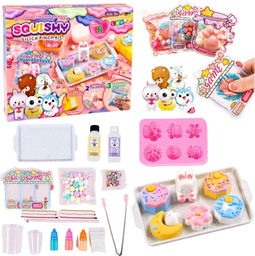 Kit créatif DIY pour fabriquer des figurines squishy lapin et desserts