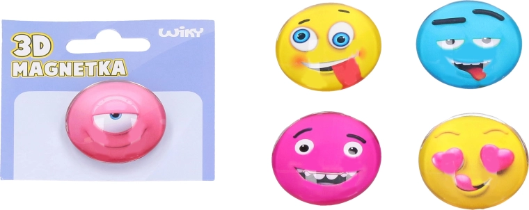 Aimant rond en verre avec visage 4 cm – assortiment de couleurs et de smileys