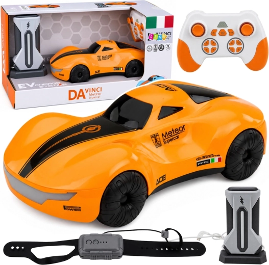 Voiture RC moderne télécommandée avec contrôle par gestes, lumières LED et effet fumée 1:16 - 1 pièce
