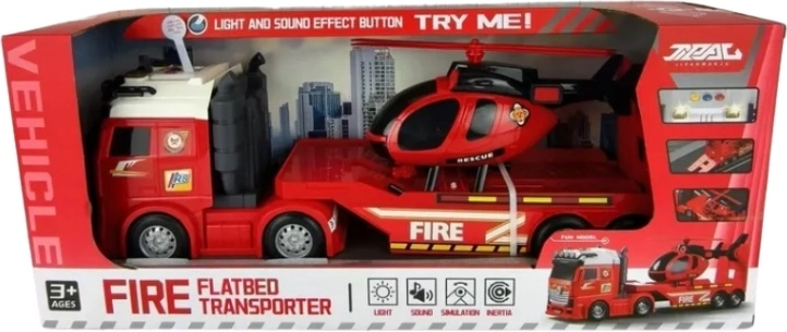 Ensemble de pompiers pour enfants – camion avec grue et hélicoptère