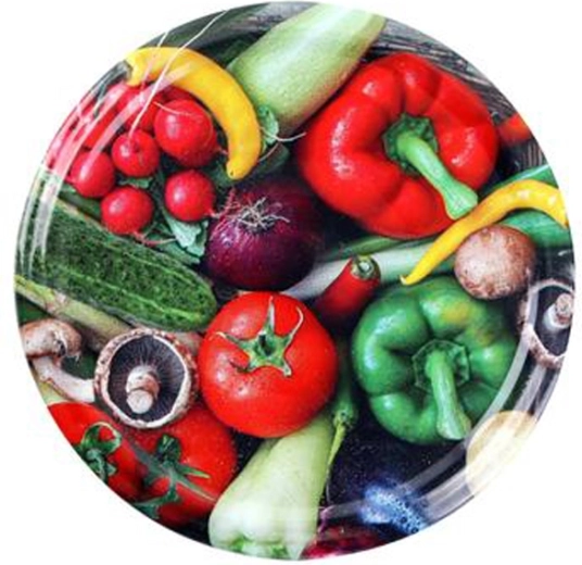 Couvercles pour bocaux à vis motif légumes 82 mm, lot de 10