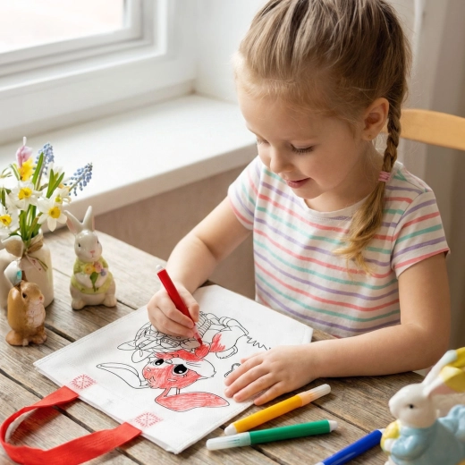 Sac de Pâques à colorier avec 4 feutres - 1 pièce