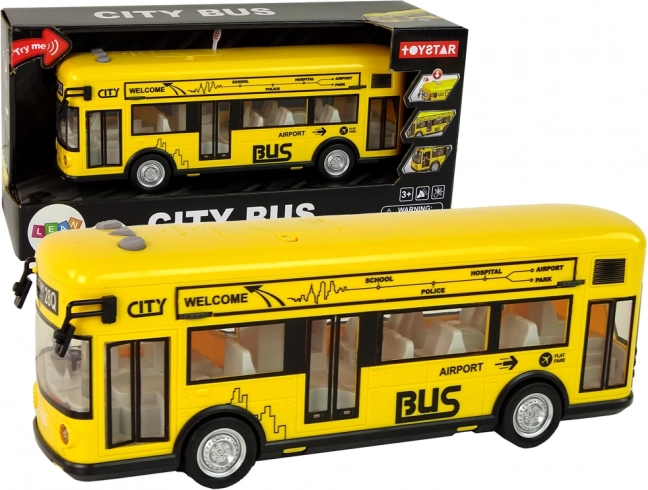 Autobus urbain jaune avec volant d’inertie 1:18