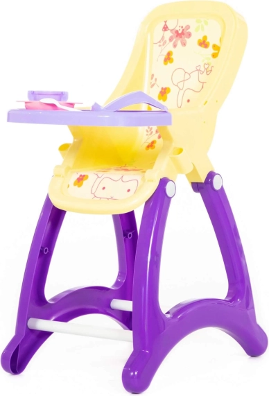 Chaise haute pour poupées – jaune-violet