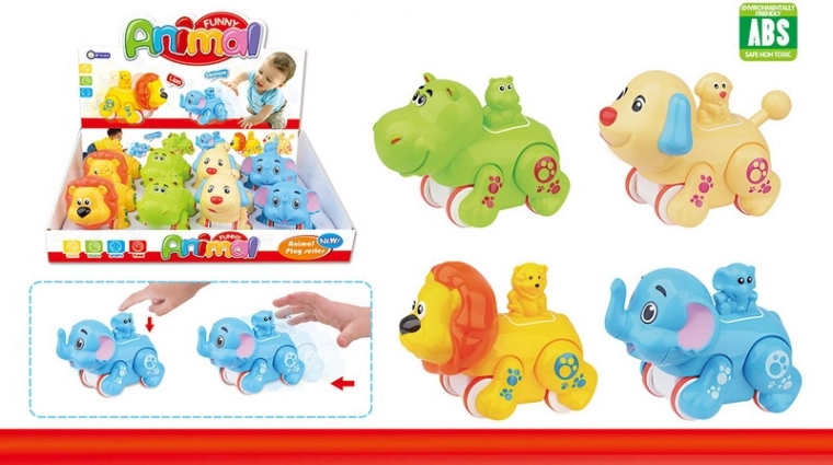 Petit animal roulant 11,5 cm – hippopotame, chien, lion, éléphant