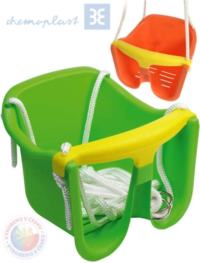 Balançoire suspendue pour enfant Chemoplast en forme de coque avec barre de sécurité (plastique) - 1 pièce