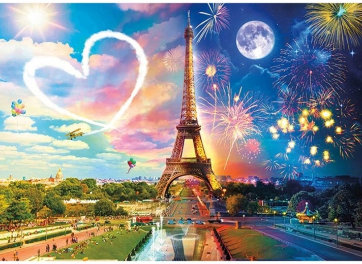 Peinture diamant – Tour Eiffel nuit et jour, Paris 40 × 30 cm