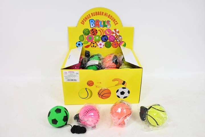 Balle dure sur élastique en présentoir de vente (24 pcs)