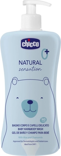 Gel douche 2-en-1 Chicco pour le corps et les cheveux à l’aloe vera et à la camomille Natural Sensation 500 ml