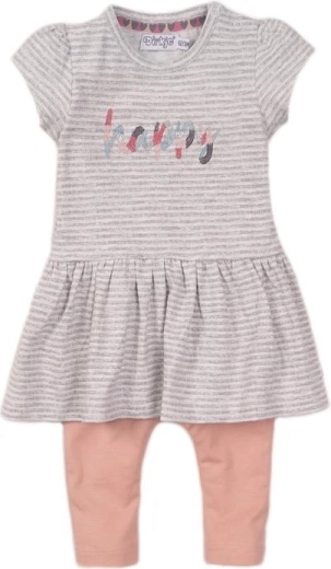 Ensemble enfant Dirkje 2 pièces : robe et legging gris chiné et rose poudré (dusty pink)