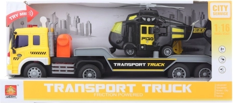 Camion avec hélicoptère à piles avec lumières et sons