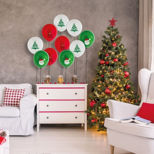 Ensemble de ballons en latex de Noël à motifs, 10 pièces
