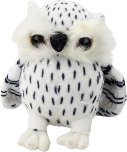 Petite chouette en peluche blanche à pois noirs 15 cm