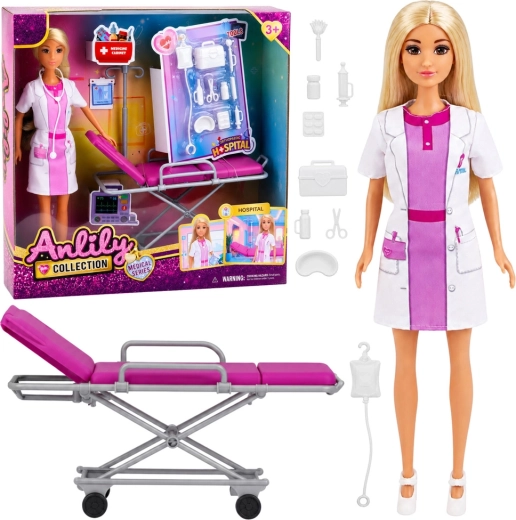 Anlily docteure – poupée avec brancard et accessoires médicaux