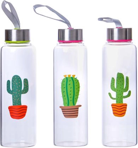 Bouteille en verre avec bouchon 390 ml Cactus