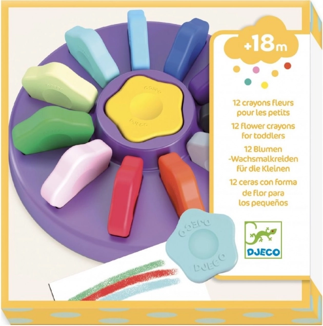 DJECO crayons de cire en forme de fleurs pour tout-petits