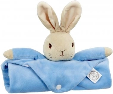 Doudou en peluche avec lapin PETER RABBIT, bleu 37,5 × 37,5 cm