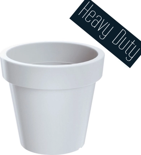 Pot de fleurs Lexo Round 100 cm – cache-pot de jardin et d’intérieur en plastique blanc