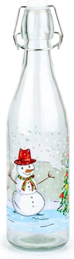 Bouteille en verre à fermeture mécanique TORO 540 ml – bonhomme de neige