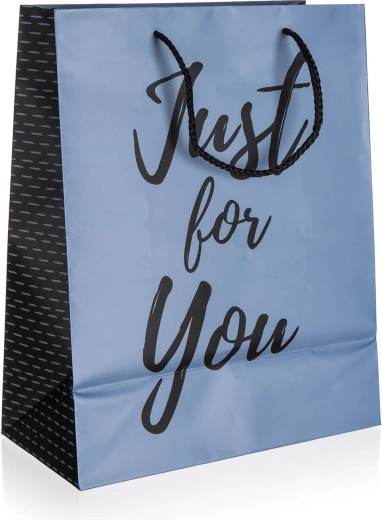 Sac cadeau JUST FOR YOU Blue M 18 × 22 × 10 cm