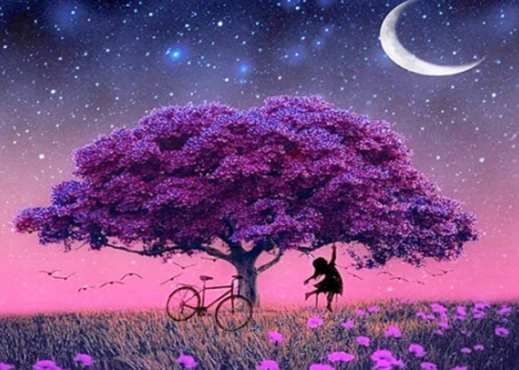 Peinture diamant arbre violet 30 × 40 cm