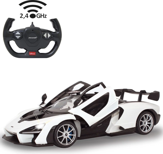 Voiture radiocommandée Jamara McLaren Senna 1:14 blanche, 2,4 GHz, avec portes ouvrables manuellement