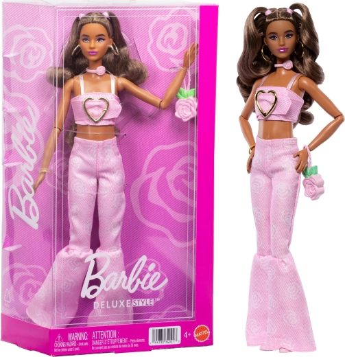 barbie deluxe style denim rose – poupée mode avec accessoires