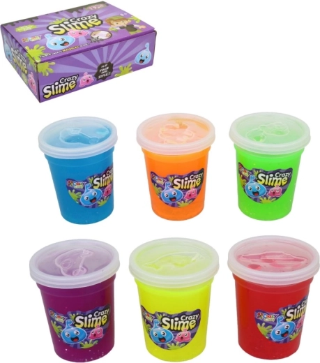 Crazy Slime – lot de 12 pots colorés sur présentoir, 7 cm