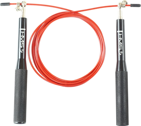 Corde à sauter rapide HMS avec poignées en aluminium, rouge