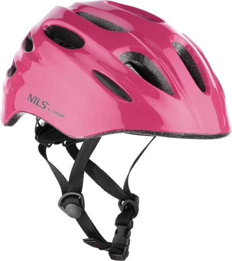 Casque de vélo avec lumière clignotante NILS Extreme MTW01 rose – XS (44-48)