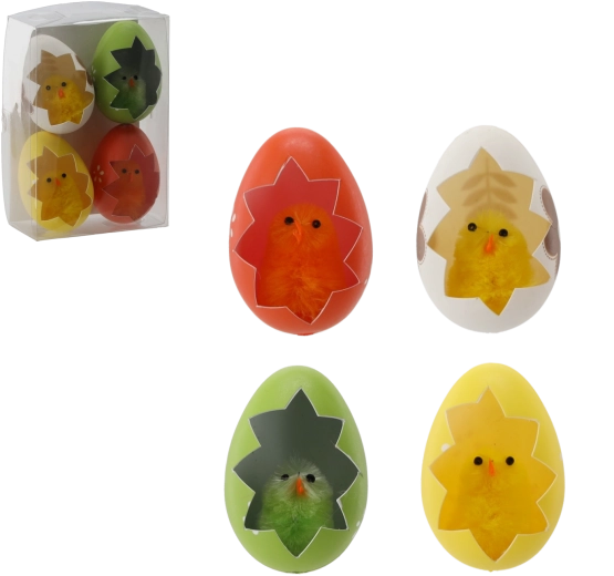 Décorations de Pâques poussins dans une coquille – set de 4 pcs
