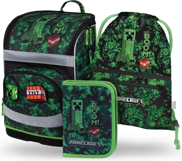 Ensemble scolaire BAAGL Zippy Plus MINECRAFT Boom – cartable, trousse et sac
