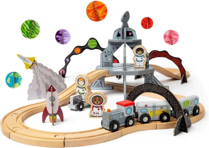 Circuit de train spatial en bois BIGJIGS RAIL