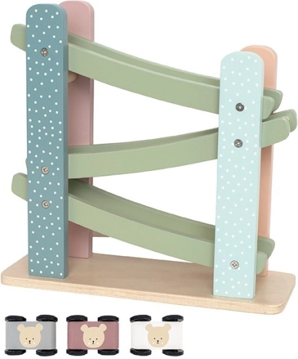 Jabadabado circuit de voitures en bois ourson avec 4 petites voitures