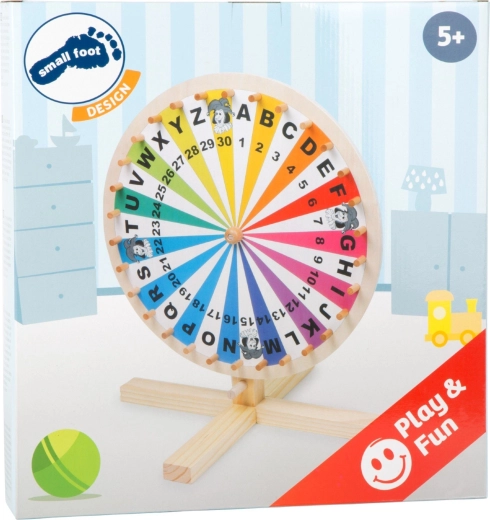 Roue de la fortune en bois small foot – lettres A–Z et chiffres 1–30