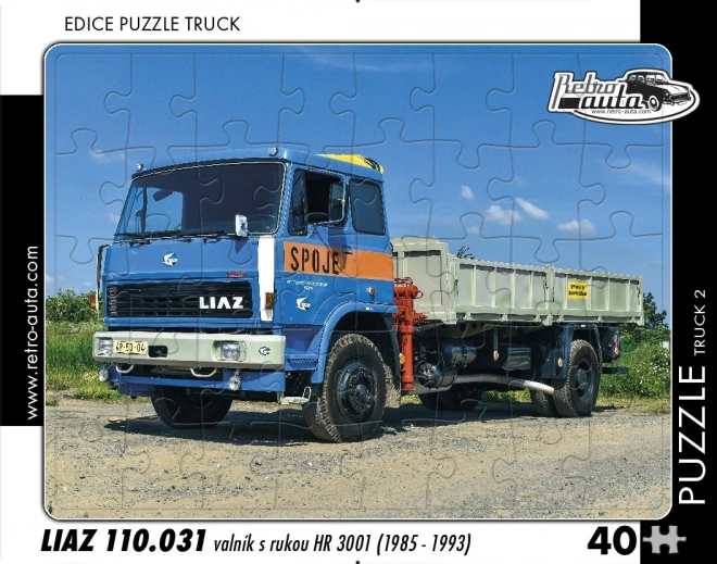 Puzzle Retro Voitures – camion-benne LIAZ avec grue hydraulique, 40 pièces