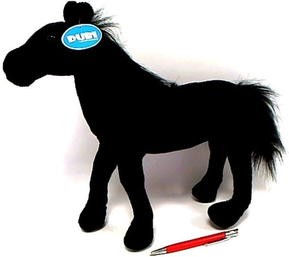 Cheval en peluche noir 36 cm