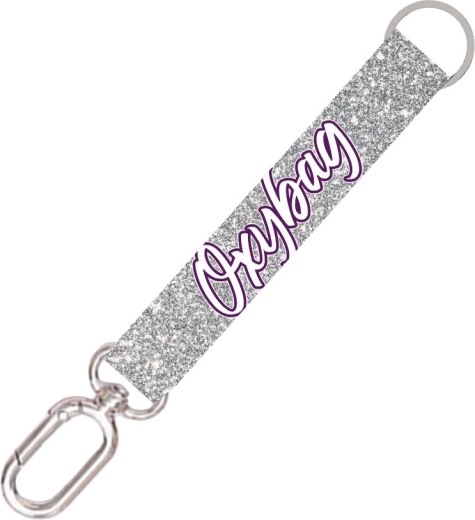 Porte-clés court avec mousqueton Silver Glitter