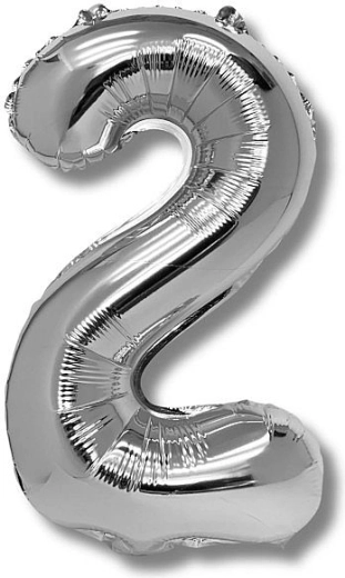 Ballon en aluminium chiffre 2, 40 cm, argenté
