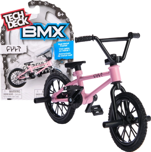 Tech Deck finger bike BMX CULT rose avec autocollants