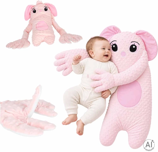 Coussin apaisant rose pour bébé avec fonction de tapotement