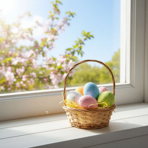 Décoration de Pâques – œufs pastel avec herbe en papier, 6 pièces