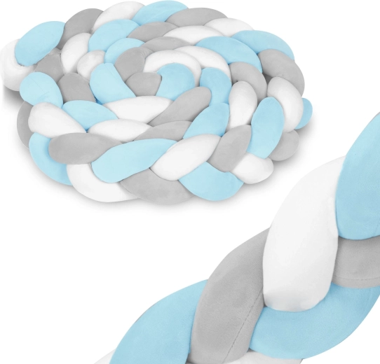 Tour de lit tressé Ricokids bleu-gris 3 m