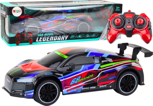 Voiture RC de sport 1:10 avec phares LED, vitesse 25 km/h, noire