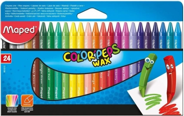 Crayons de cire triangulaires MAPED Color’Peps, 24 pcs