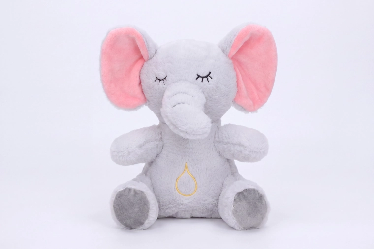 Éléphant en peluche respirant avec effets lumineux et sonores, 30 cm