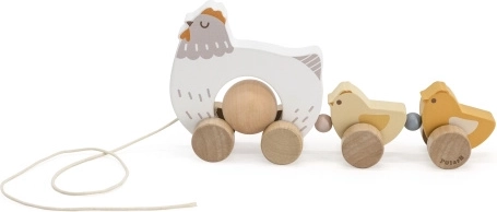 Poule en bois à tirer avec poussins Viga PolarB