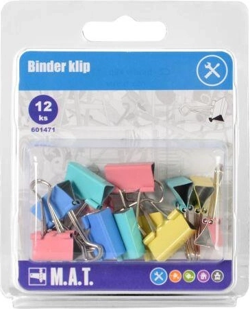 Clips de reliure Binder – assortiment de couleurs, 12 pièces