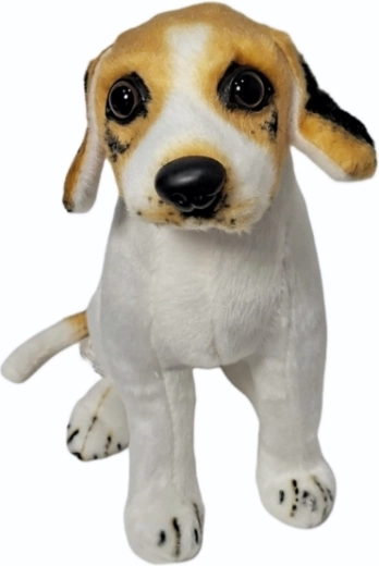 Chien en peluche en blanc et marron